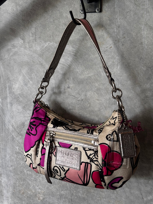 VINTAGE COACH SUFFLETTE MULTI COLOUR HANDBAG