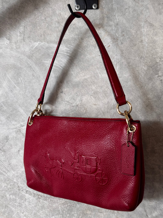 RED LEATHER COACH SHOULDER BAG