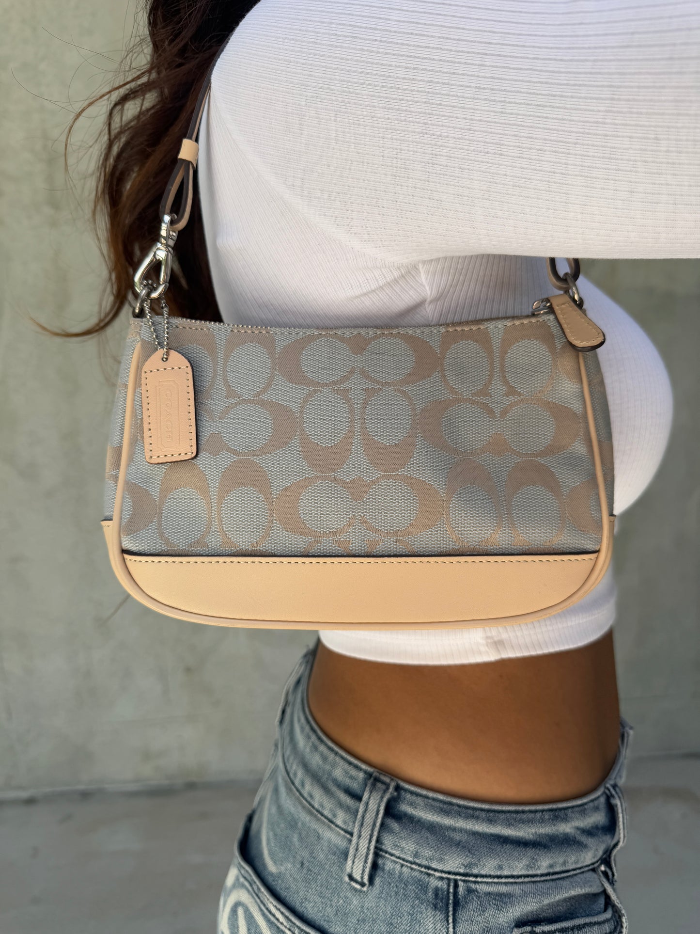 VINTAGE COACH DEMI BLUE POCHETTE SHOULDER BAG
