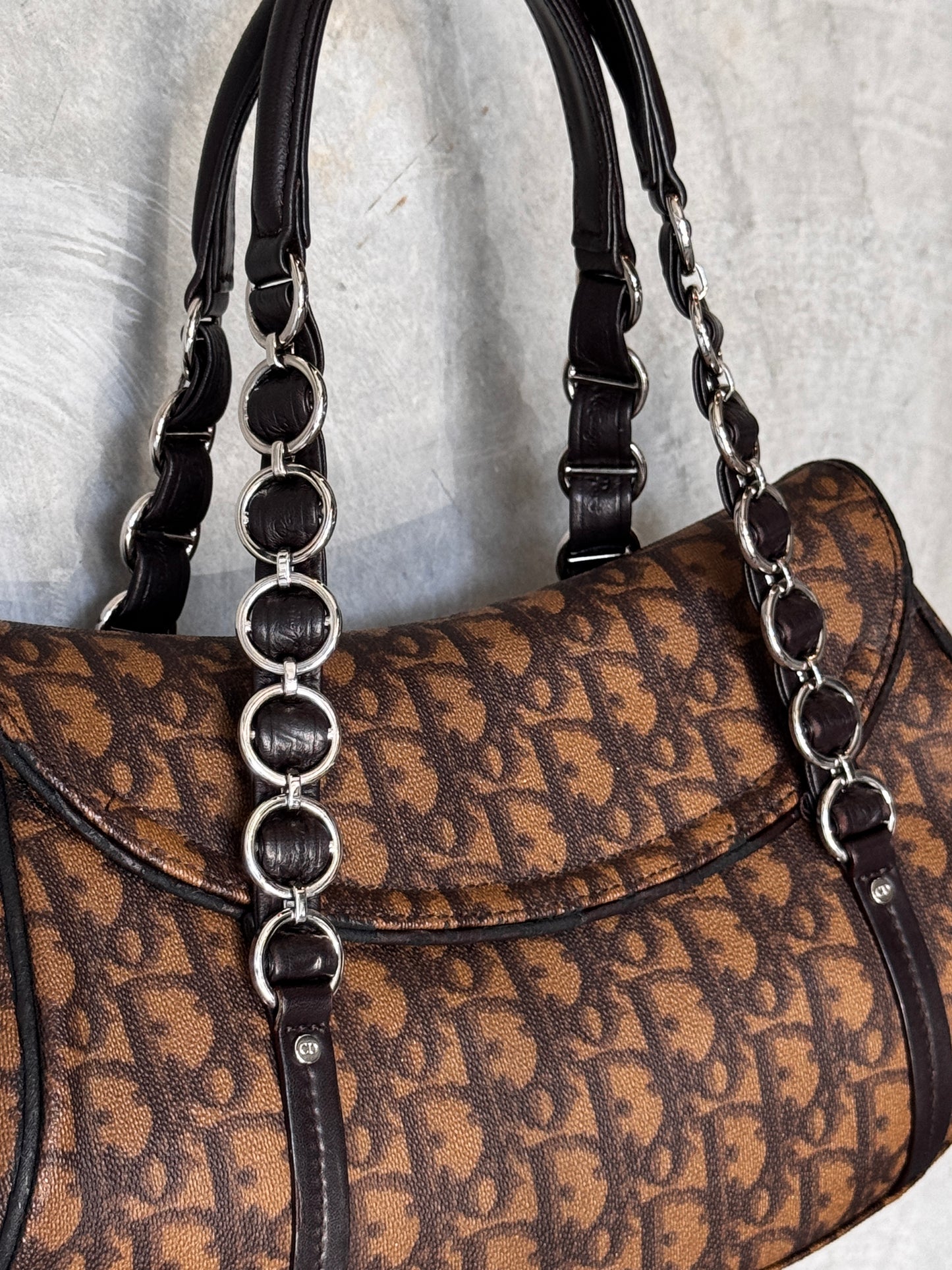 Christian Dior Vintage Y2K Trotter Monogram Romantique Shoulder Bag