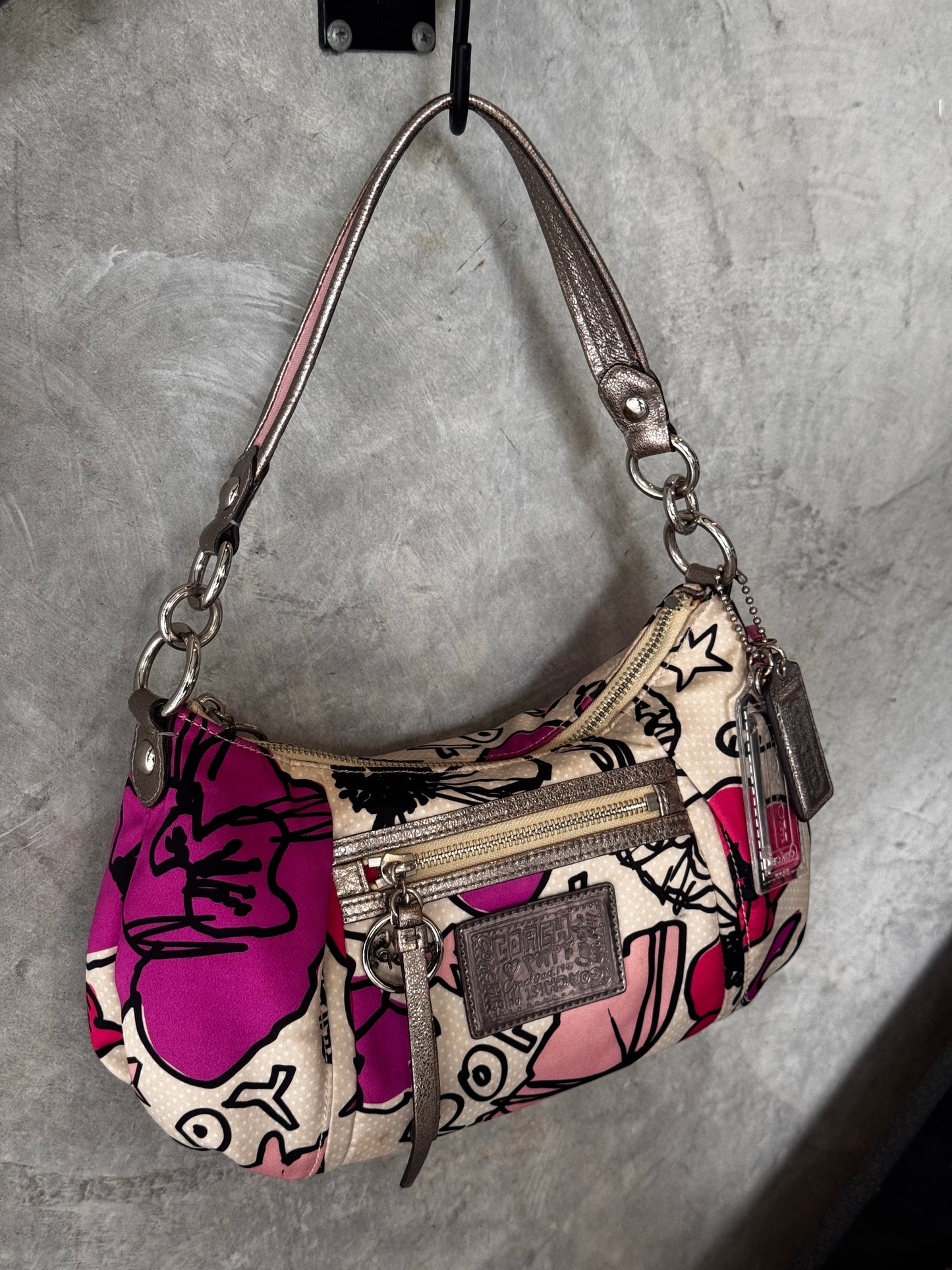 VINTAGE COACH SUFFLETTE MULTI COLOUR HANDBAG