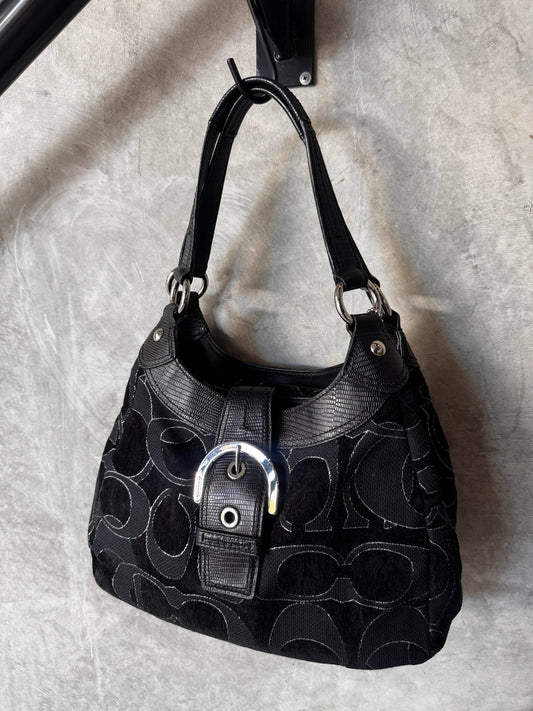COACH SOHO SIGNATURE BLACK HANDBAG