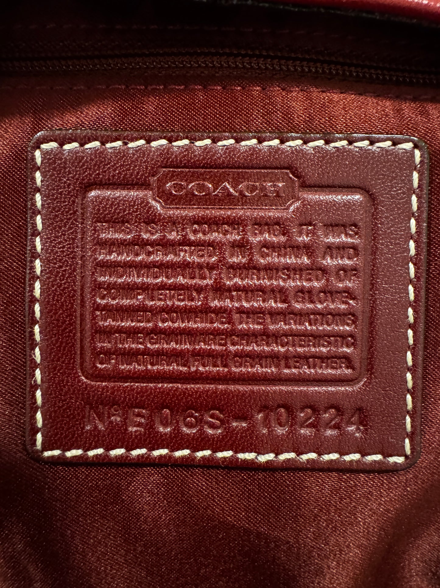 RED COACH HAMPTON EMBOSSED LEATHER BAG