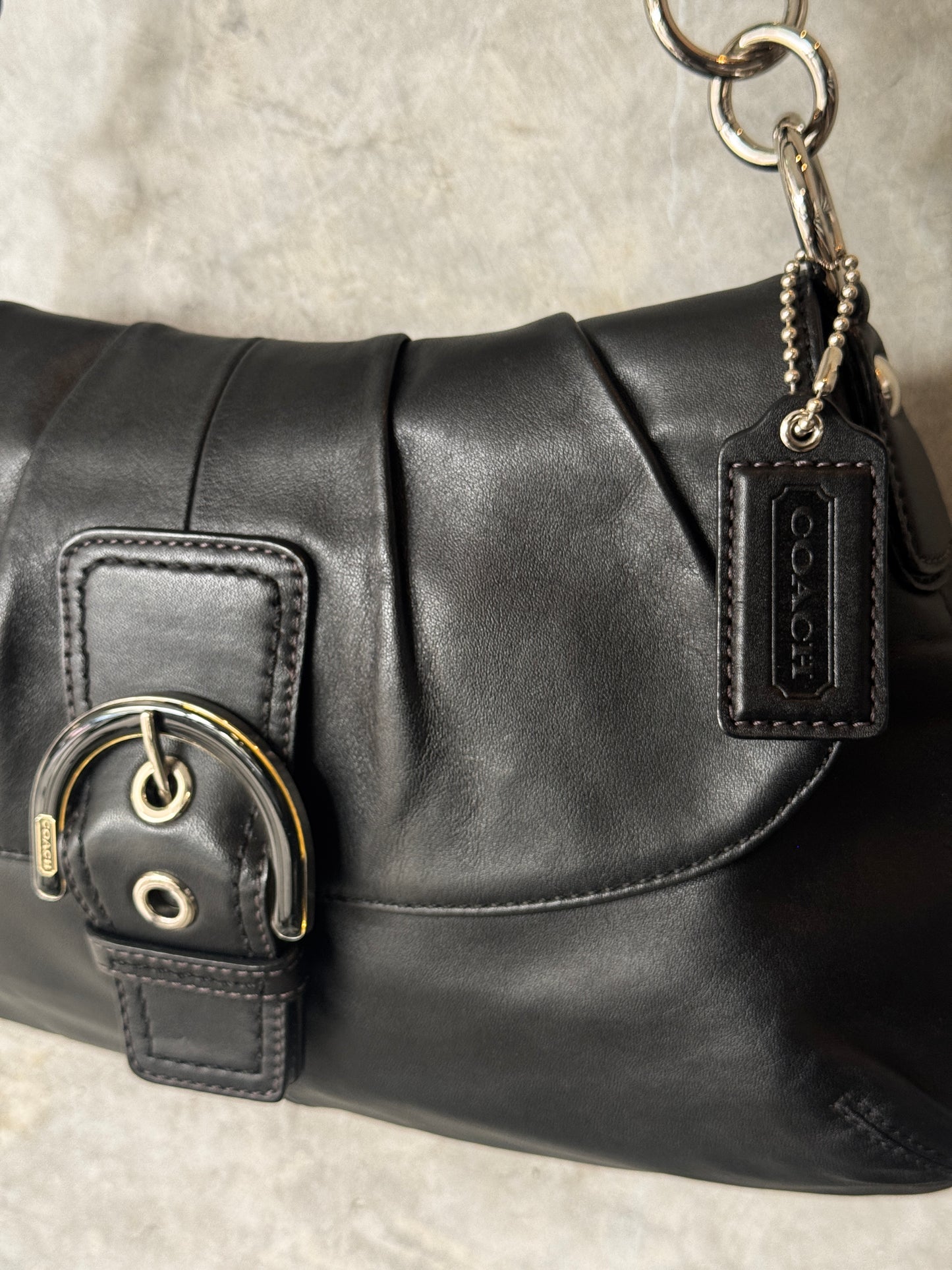 AUTHENTIC COACH SOHO BLACK LEATHER SHOULDER BAG