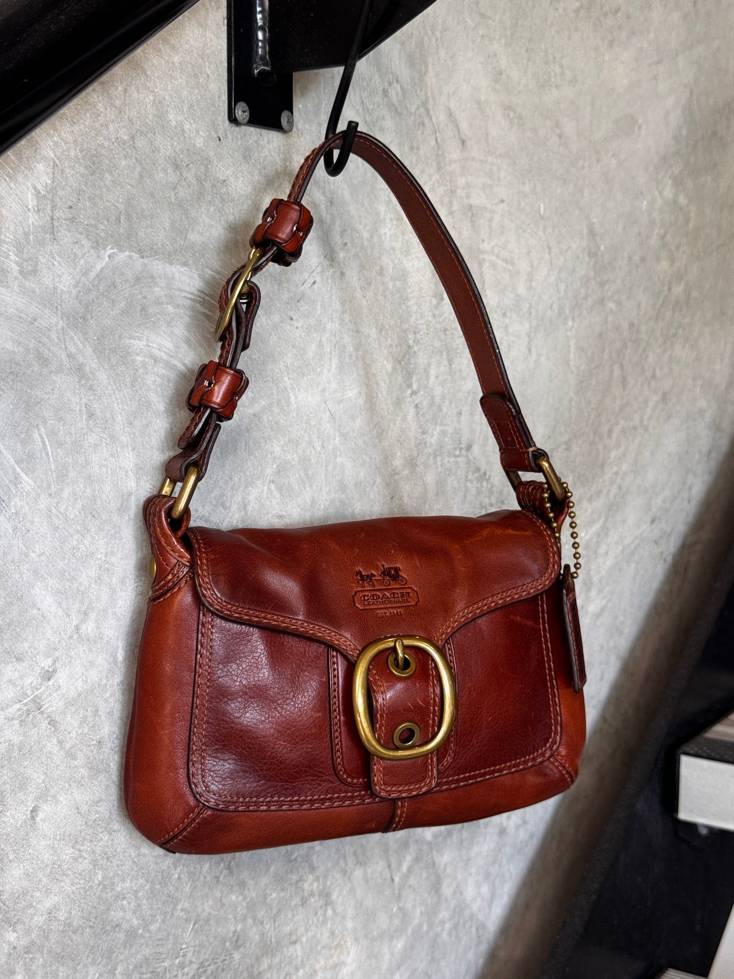 VINTAGE COACH BLEEKER SIGNATURE CANVAS LEATHER HANDBAG