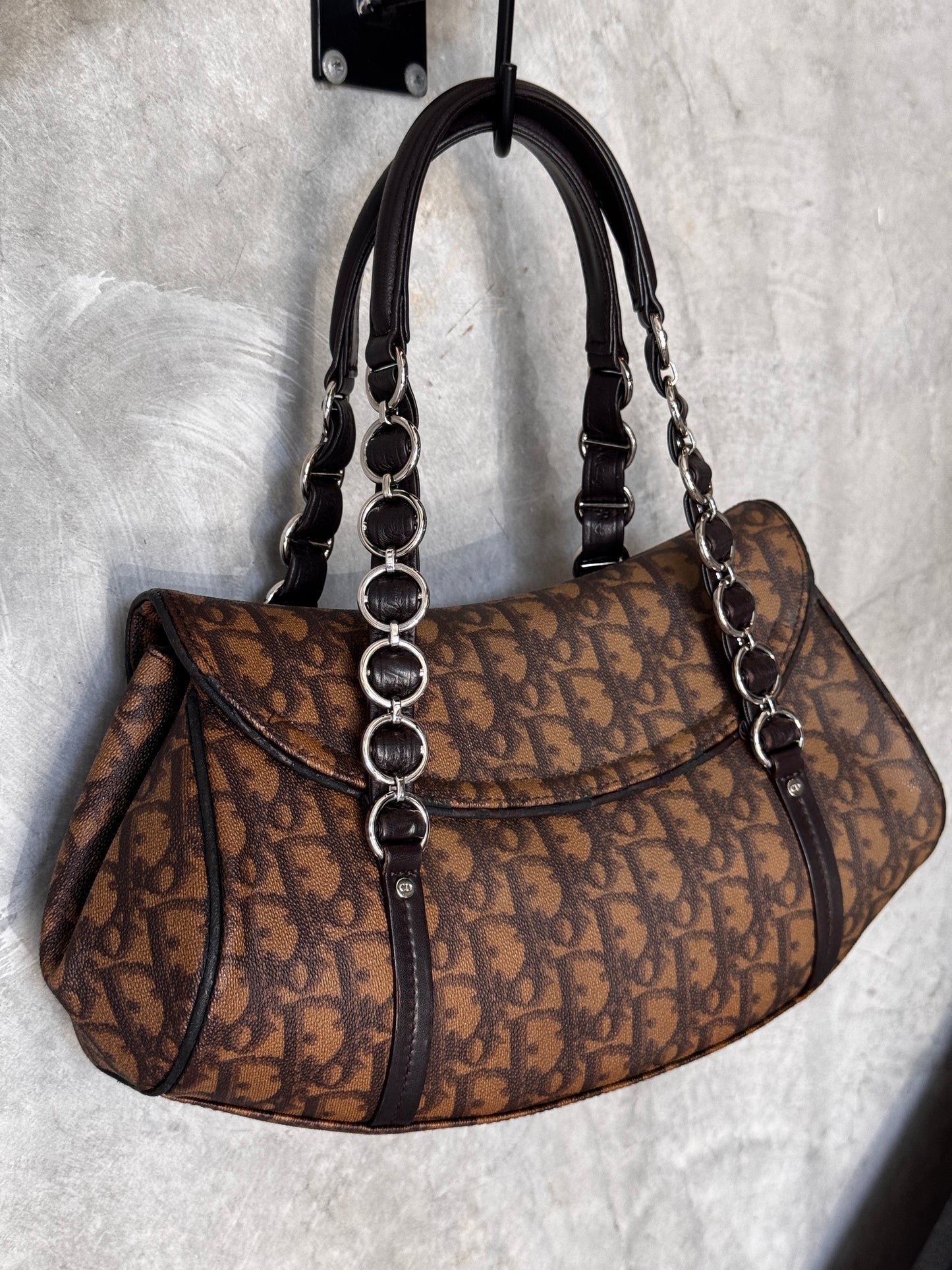 Christian Dior Vintage Y2K Trotter Monogram Romantique Shoulder Bag