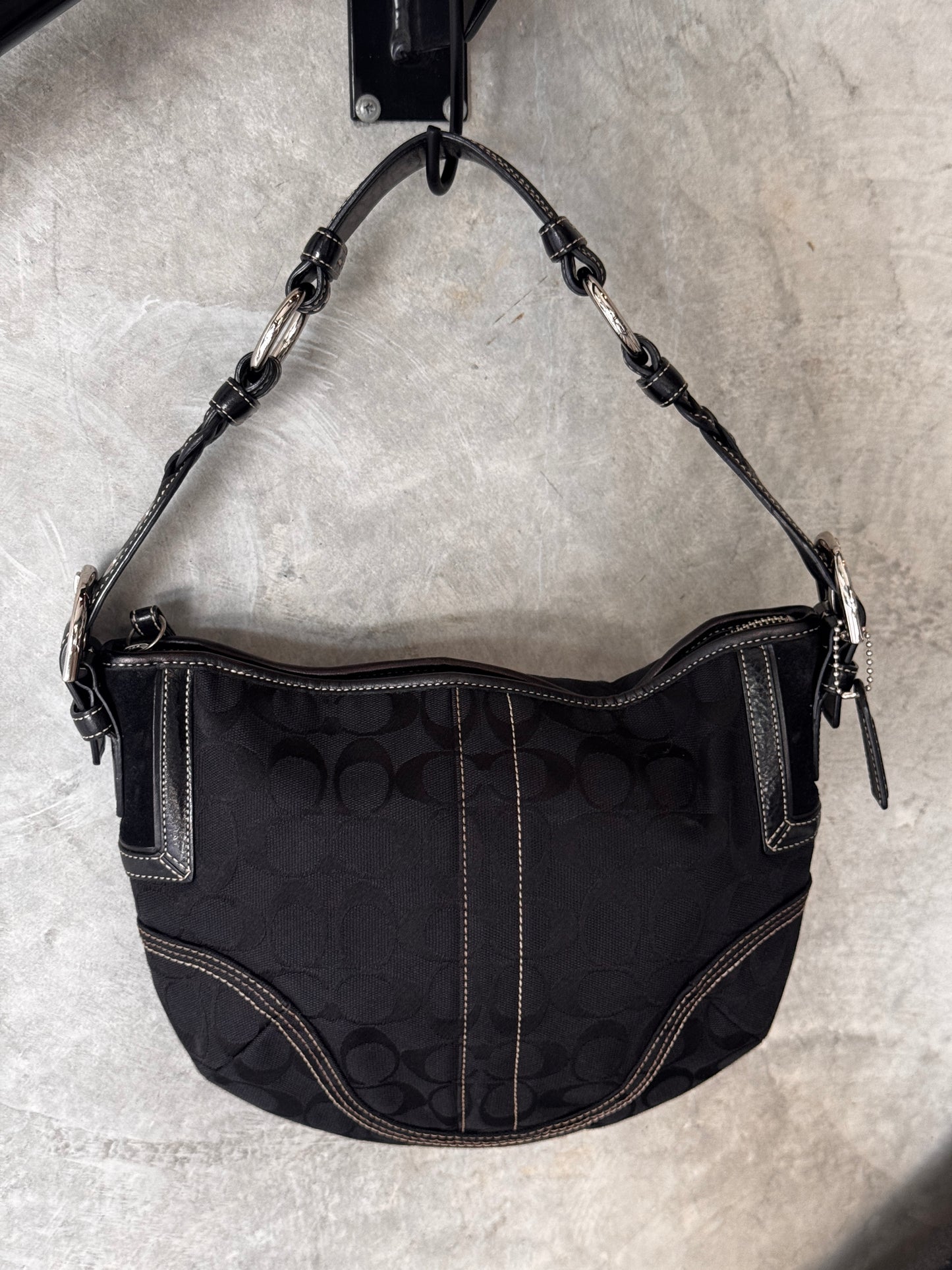 VINTAGE BLACK MONOGRAM HOBO HANDBAG