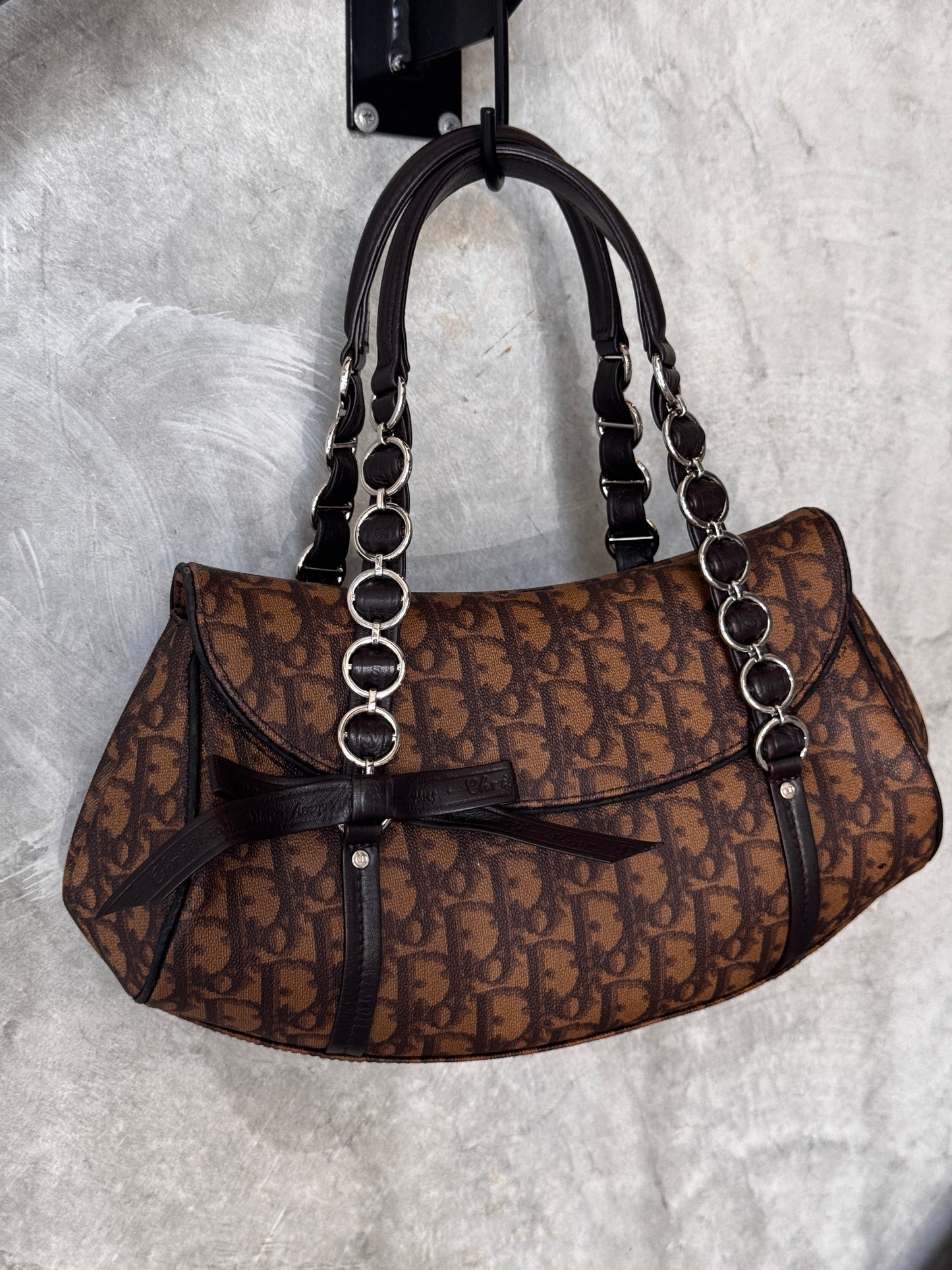 Christian Dior Vintage Y2K Trotter Monogram Romantique Shoulder Bag