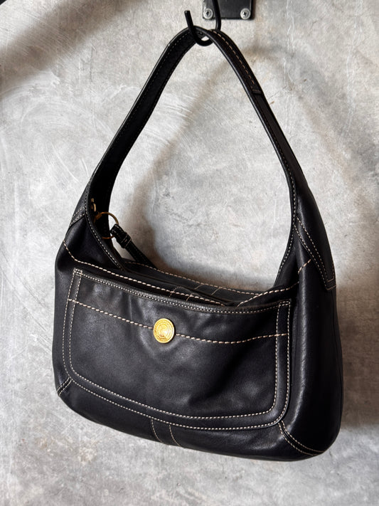 VINTAGE COACH BLACK LEATHER HANDBAG
